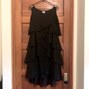 Dressbarn flutter high low black dress, size 14W